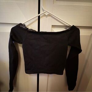 Urban outfitters black off the shoulder lace crop top